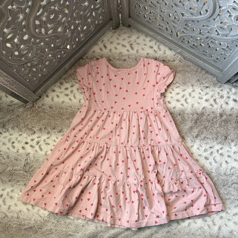 Hanna Andersson pink heart dress girls 5T feminine pastel girlhoodcore summer